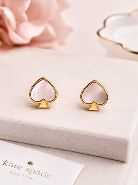 kate spade Gold-Tone Spade Stud Earrings with Light Pink Inlay